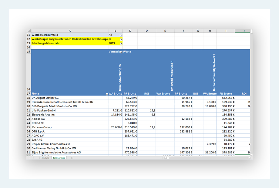   Expertenauswertungen in Excel Powerpivot mit dem OLAP Cube von AdVision digital