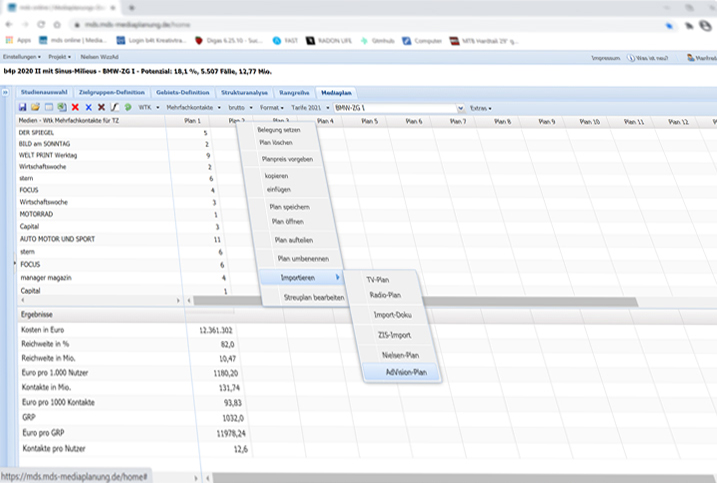 Aplicación web mds Mediaplanungs-Dialog-System para estudios de mercado de medios